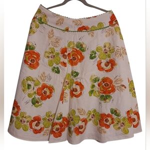 WOMEN'S VINTAGE LIZ CLAIBORNE ORANGE & GREEN FLORAL PRINT SKIRT SIZE 12 💚🧡